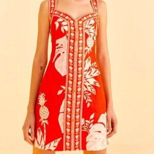 FARM Rio Red Lace Monsteras Mini Dress XL NEW